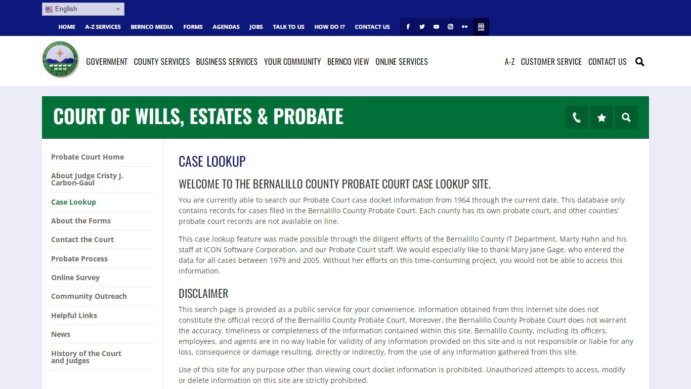Case Lookup - Probate Court